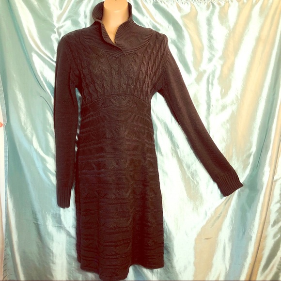 Grey cabled classy sweater dress, L - Picture 1 of 7